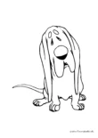 Ausmalbild Trauriger Hund mit langem Ohr