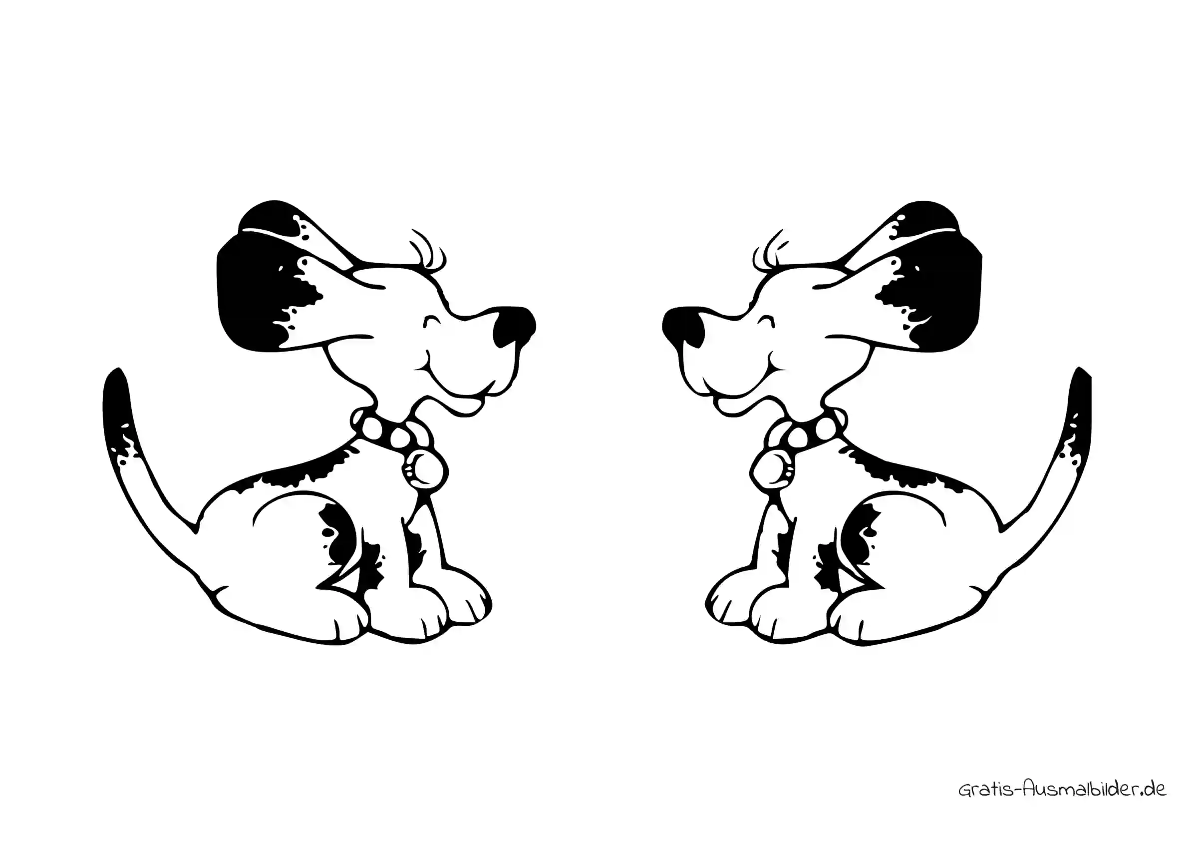 Ausmalbild Zwei identische Hunde