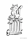 Ausmalbild Katze auf Mülltonne