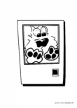 Ausmalbild Katze in einem Automaten