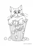 Ausmalbild Katze in Popcorn