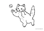 Ausmalbild Katze mit Tennisball