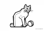 Ausmalbild Katze spielt mit Ball