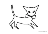 Ausmalbild Katze trägt Schleife