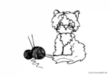 Ausmalbild Niedliche Katze mit Wolle