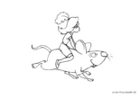 Ausmalbild Frau reitet eine Ratte