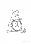 Ausmalbild Kleine Maus mit Münze