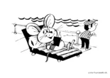 Ausmalbild Maus entspannt auf einem Boot