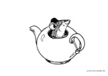 Ausmalbild Maus in Teekanne