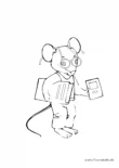 Ausmalbild Maus mit Brille und Büchern