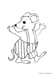 Ausmalbild Maus mit gestreifter Hose