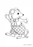 Ausmalbild Maus mit Hose und Schleife