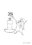 Ausmalbild Maus mit Käse