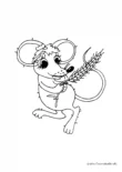 Ausmalbild Maus mit Korn