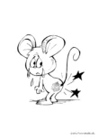 Ausmalbild Maus mit schmerzendem Hintern
