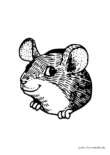 Ausmalbild Maus schaut aus Käseloch
