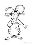 Ausmalbild Maus singt mit Schwanz
