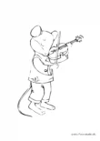 Ausmalbild Maus spielt Geige