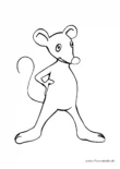 Ausmalbild Stehende Maus fehlt ein Arm