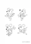 Ausmalbild Vier Mäuse Latzhosen
