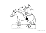 Ausmalbild Bogenschütze auf Pferd