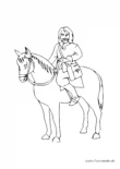 Ausmalbild Bote auf einem Pferd
