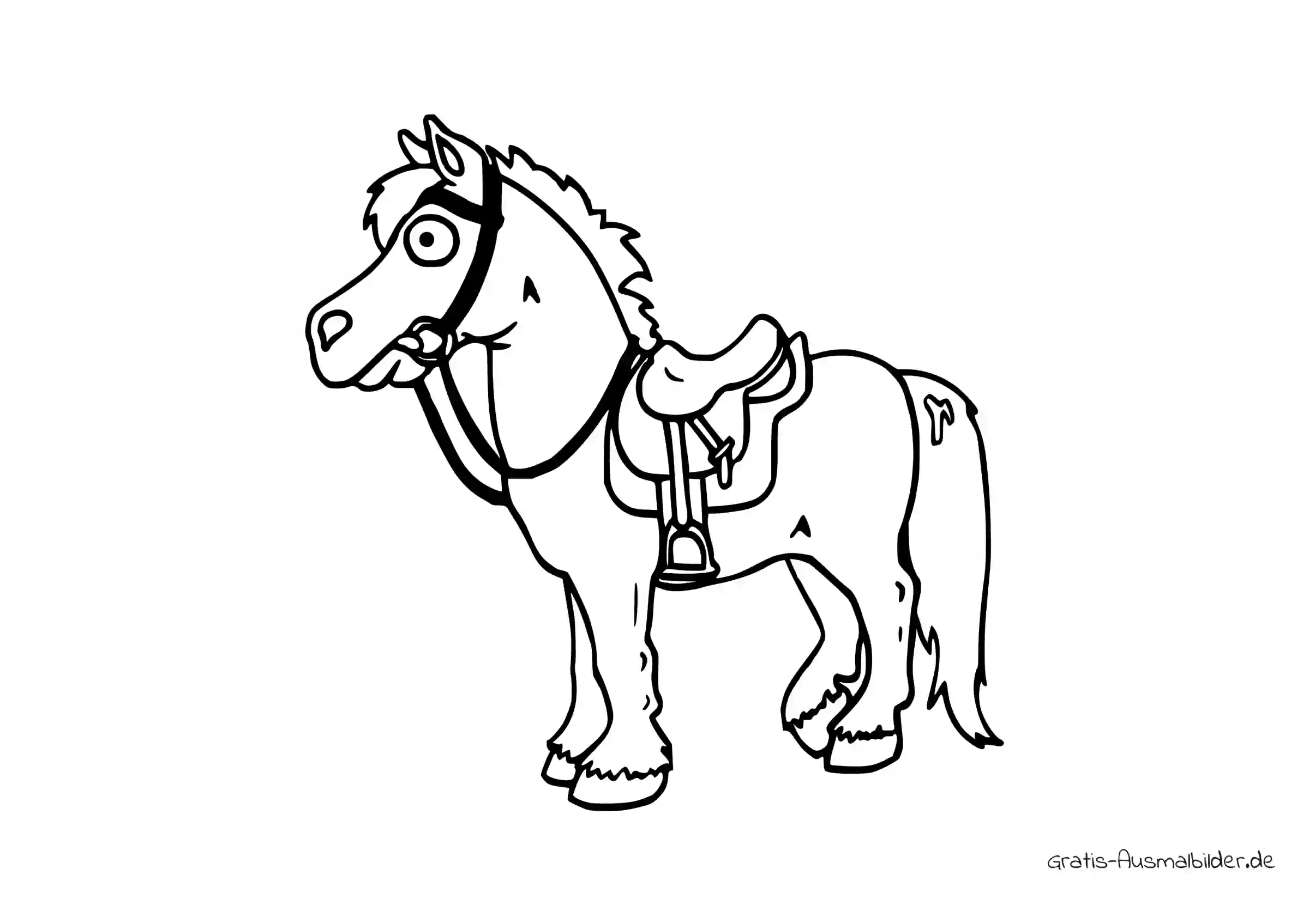 Ausmalbild Gesatteltes Pferd