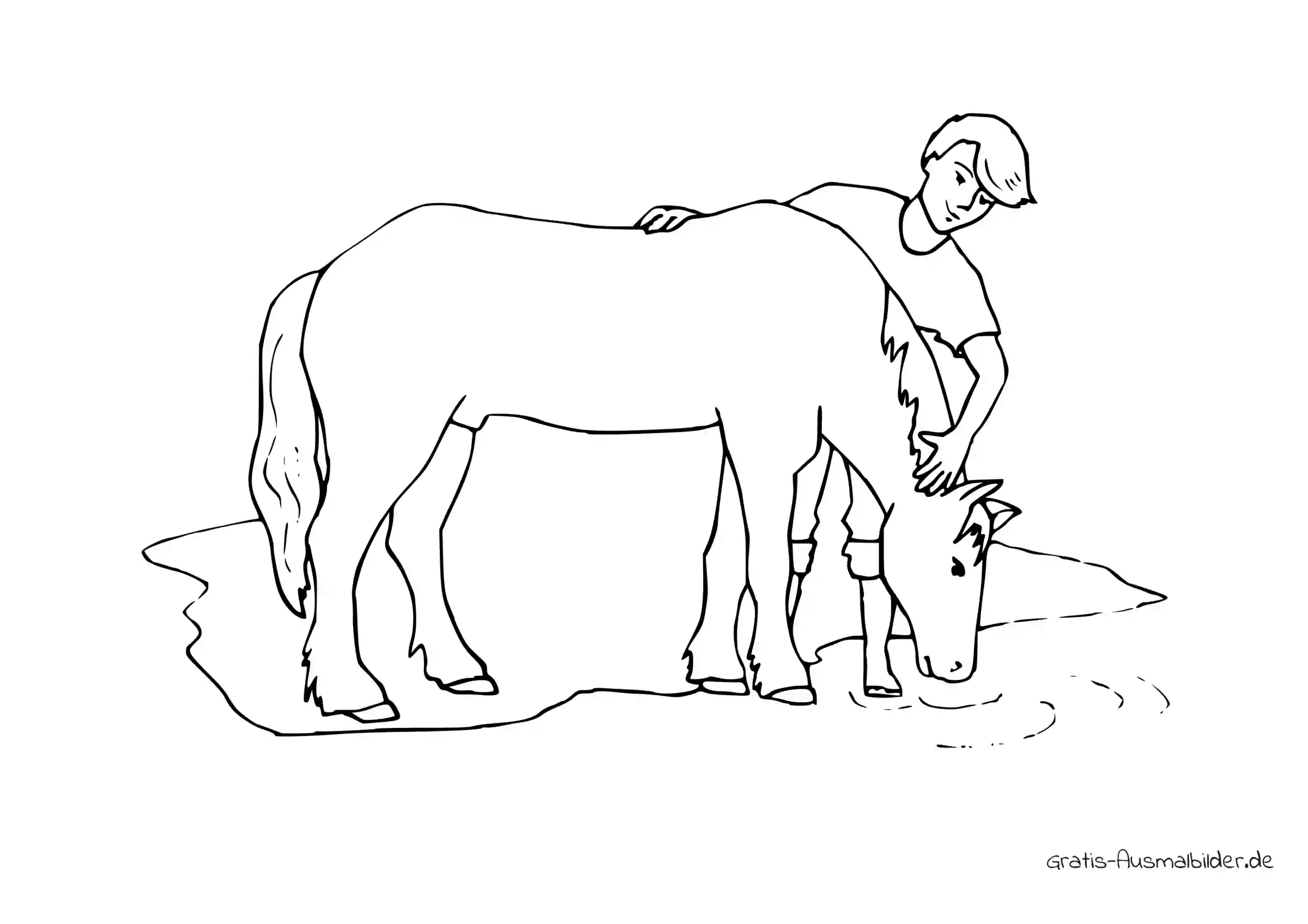 Ausmalbild Junge mit Pferd