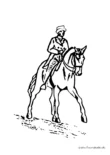 Ausmalbild Mann sitzt auf Pferd