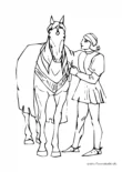 Ausmalbild Perser sattelt Pferd