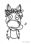 Ausmalbild Pferd mit Blumenkette