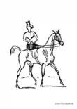 Ausmalbild Pferd mit eleganter Reiterin