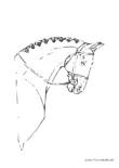 Ausmalbild Pferd mit Kopf nach unten