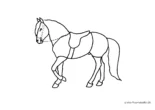 Ausmalbild Pferd mit Sattel