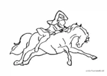 Ausmalbild Reiter auf einem schnellen Pferd