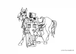Ausmalbild Soldat mit Pferd