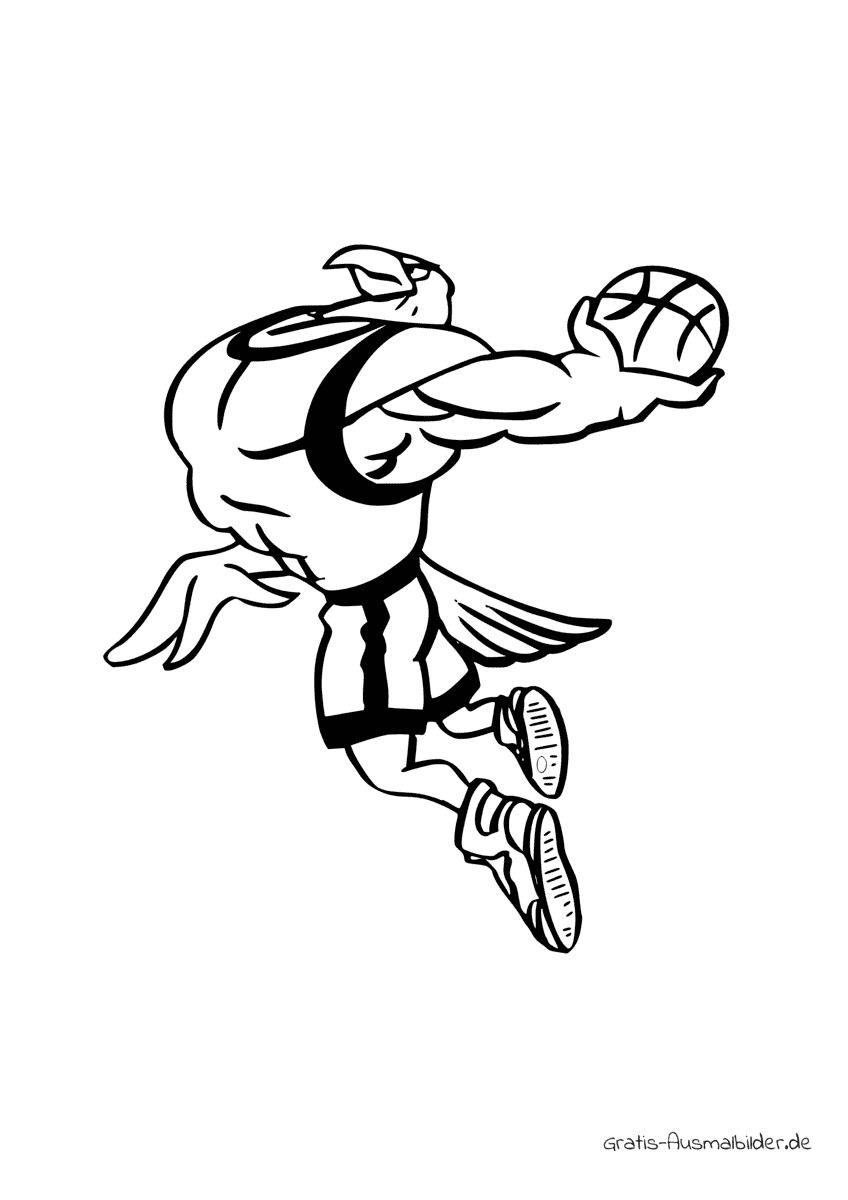Ausmalbild Adler spielt Basketball