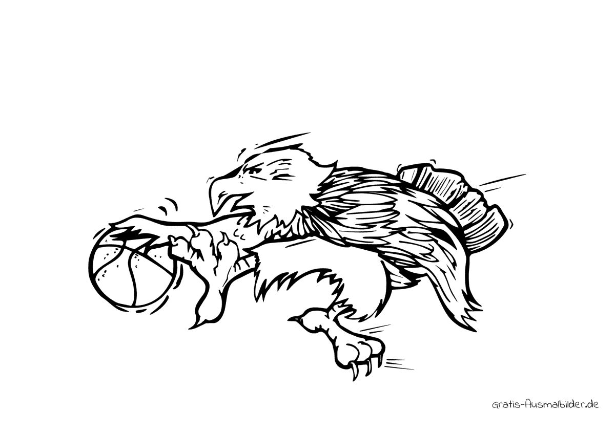 Ausmalbild Basketballspielender Adler