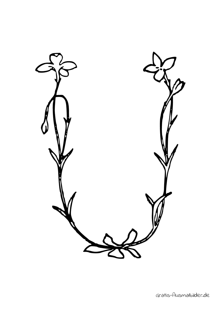 Ausmalbild U aus drei Blumen