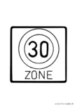 Ausmalbild Verkehrszeichen 30 er Zone