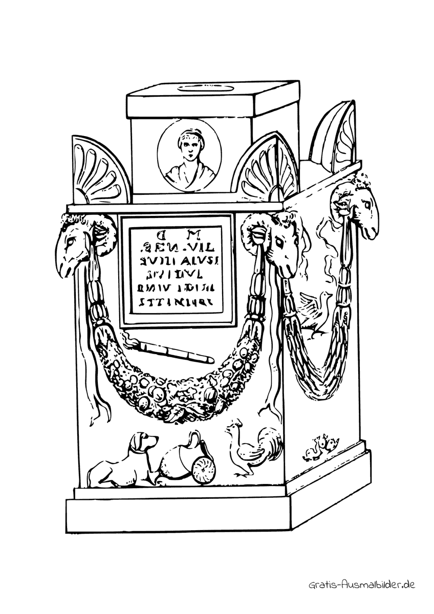 Ausmalbild Verziertes Grab