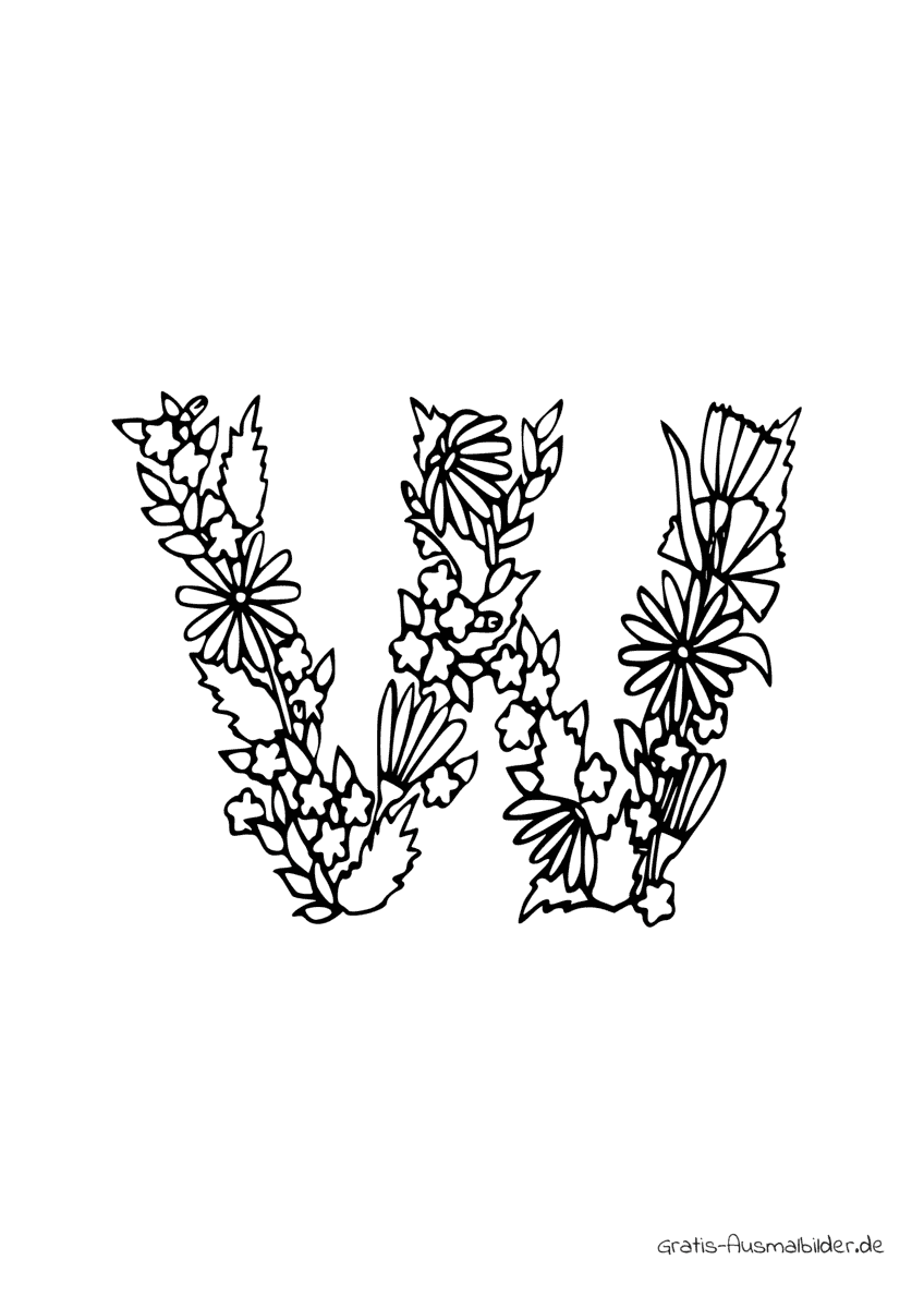 Ausmalbild W aus Pflanzen