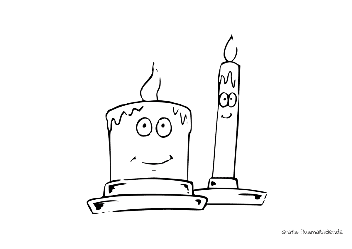 Ausmalbild Dicke und dünne Kerze