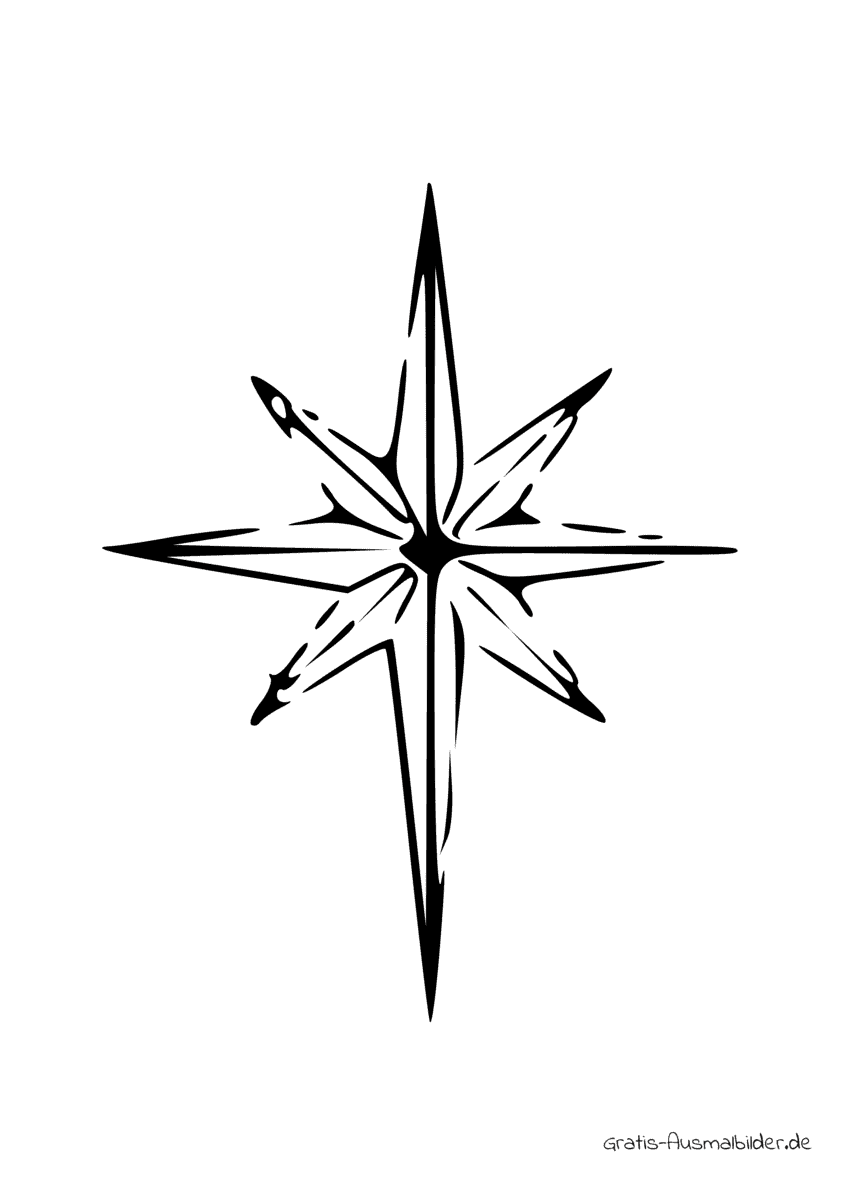 Ausmalbild Einfacher Stern von Betlehem