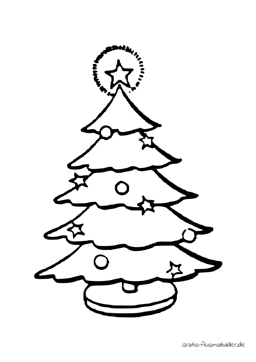 Ausmalbild Einfacher Weihnachtsbaum