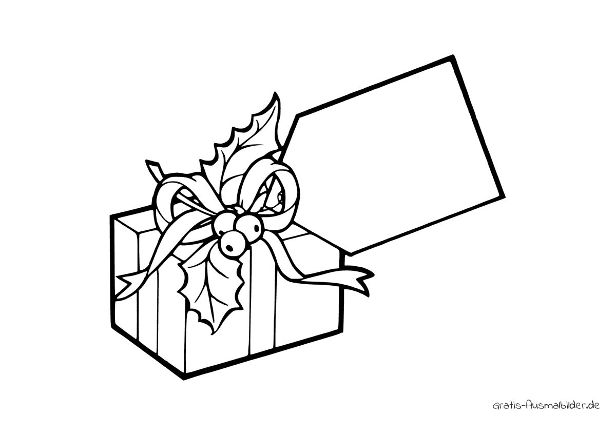Ausmalbild Geschenk mit Geschenkkarte