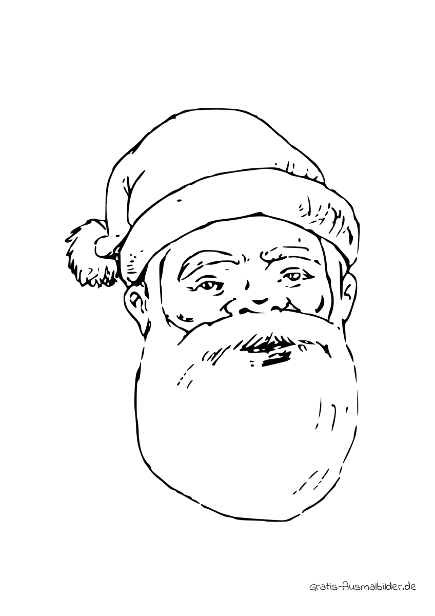 Ausmalbild Gesicht eines Weihnachtsmannes