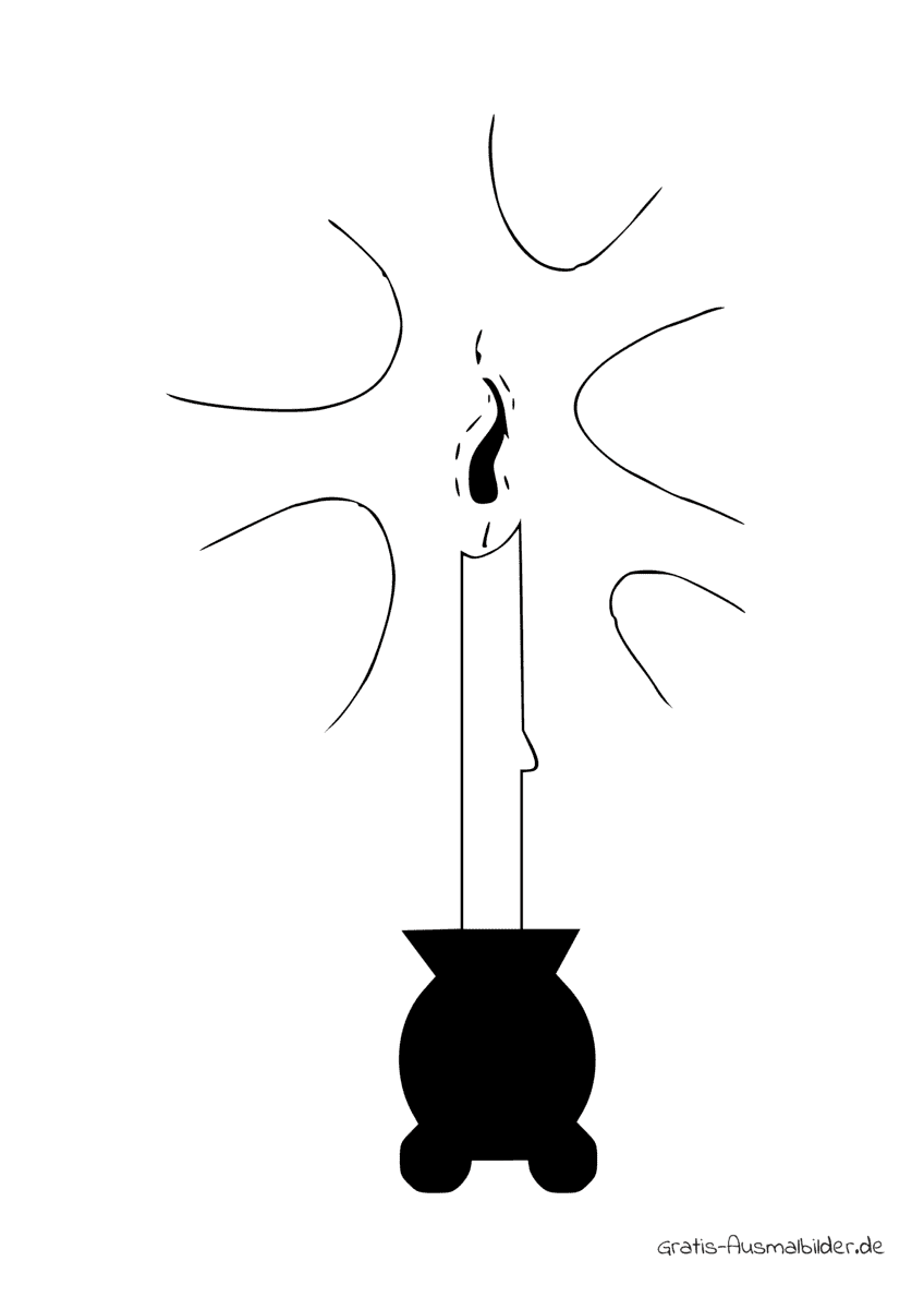 Ausmalbild Kerze in einem topf