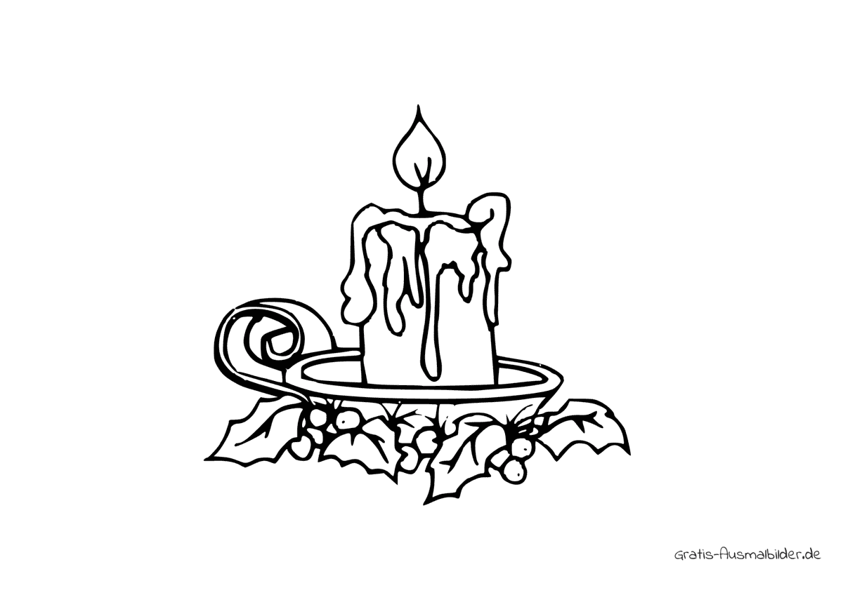 Ausmalbild Kerze in Kerzenständer