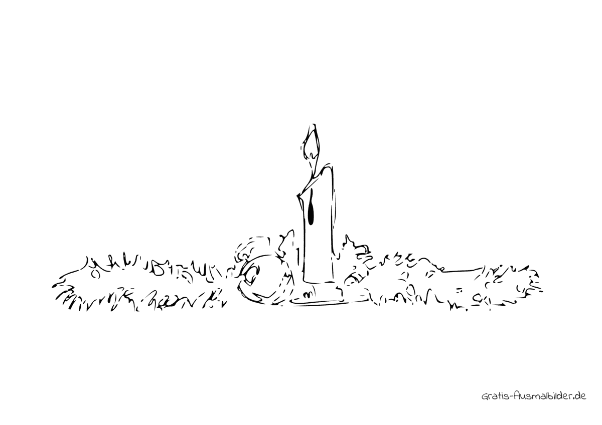 Ausmalbild Kerze mit Zweig